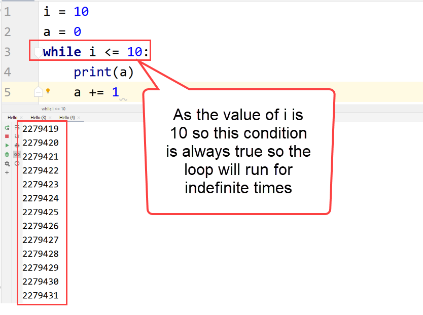 Python while indefintie loop