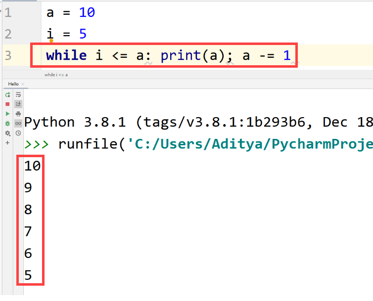 Python while loop single line