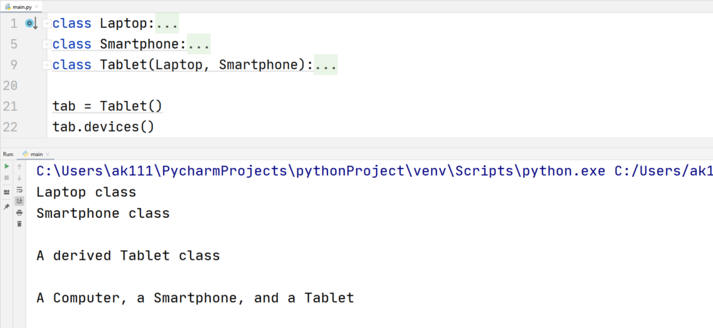 Python Multiple Inheritance use objects