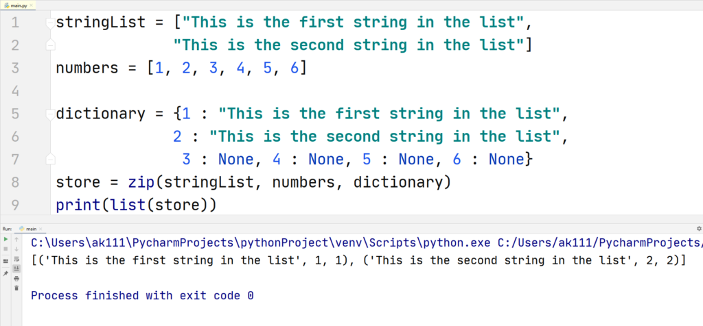 Python Zip Zipping a dictionary