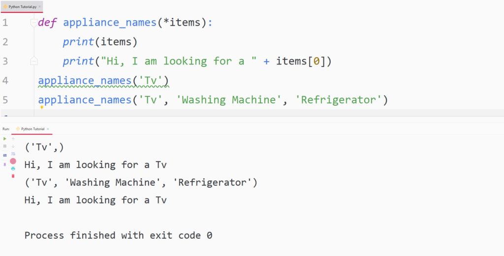 Python arbitrary argument tuple