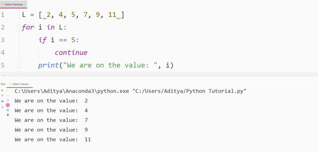 Python continue statement