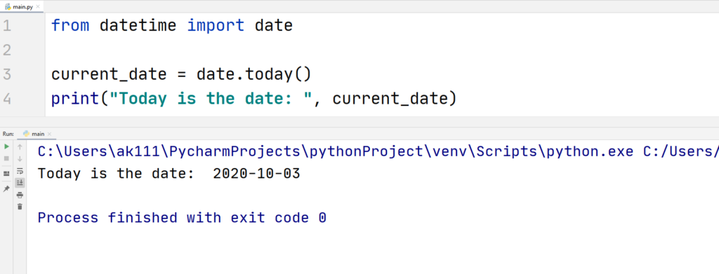 Python current date today function