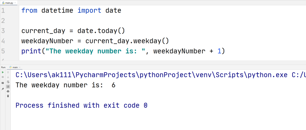 Python current weekday