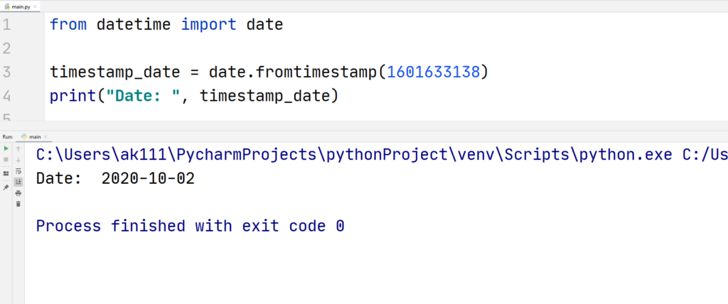 Python date from timestamp