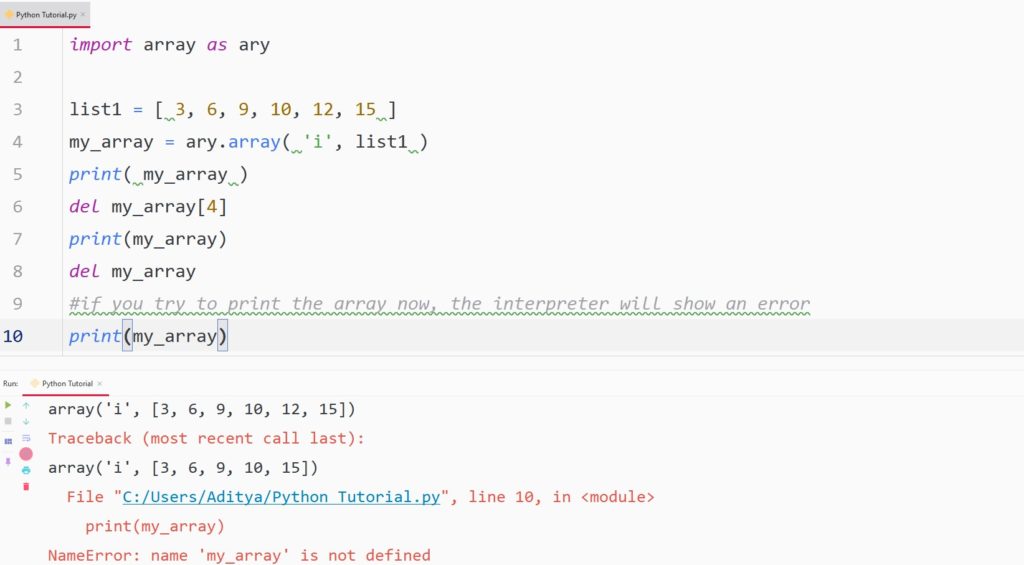 Python delete element - del keyword