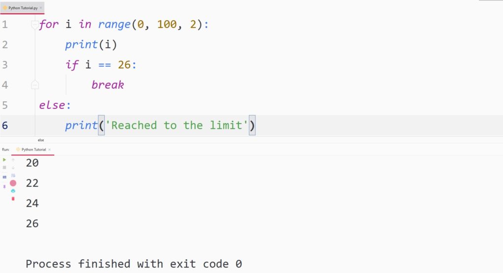 Python for else break loop