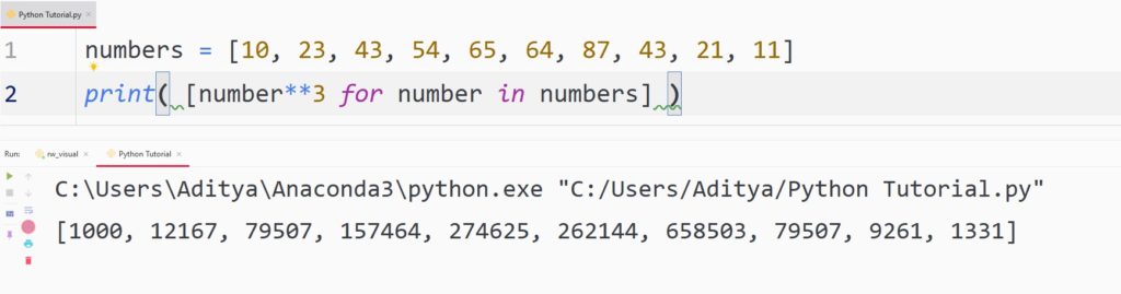 Python for loop cubes each term