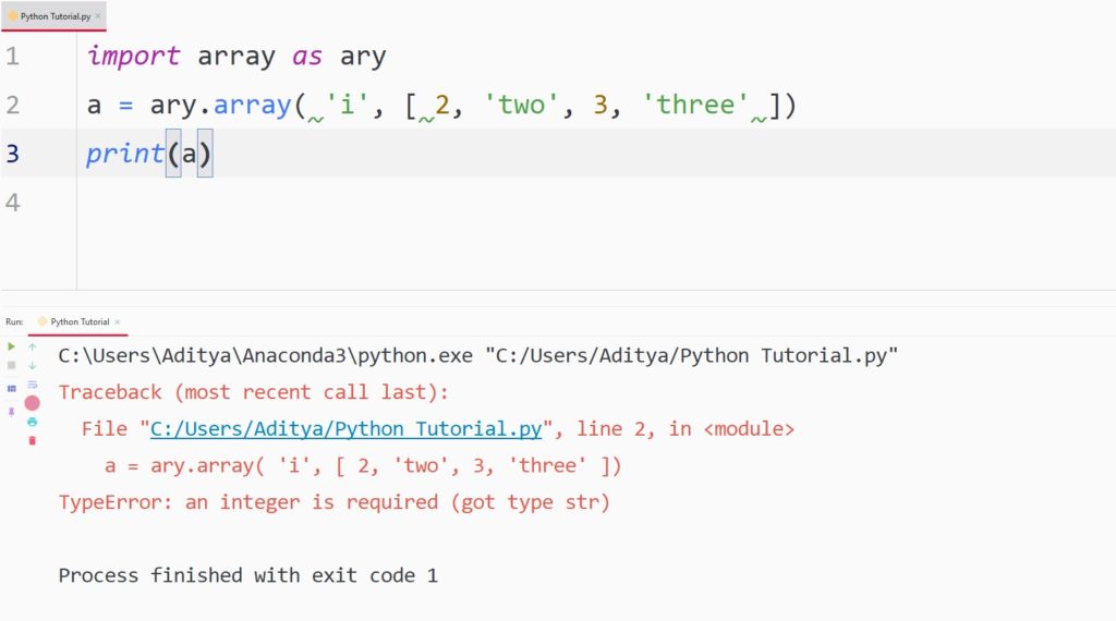 python error different data types