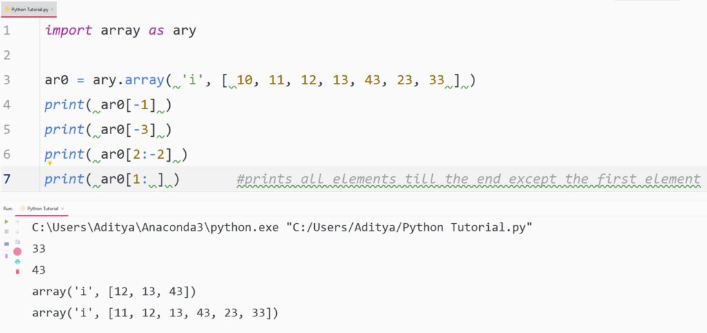 python negative indexing