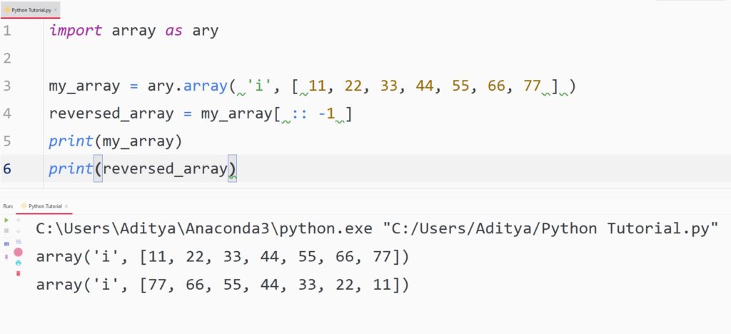 python reverse array