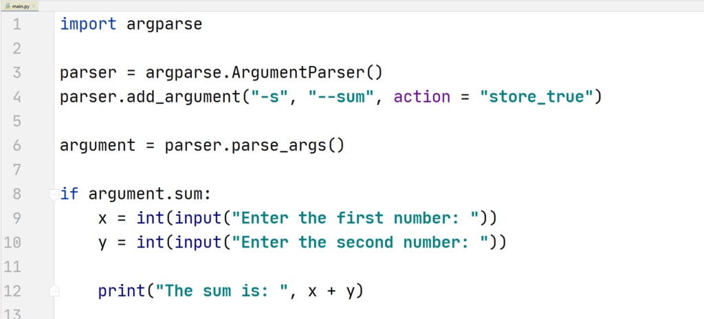 Python Command Line Arguments- argparse module example 3 input