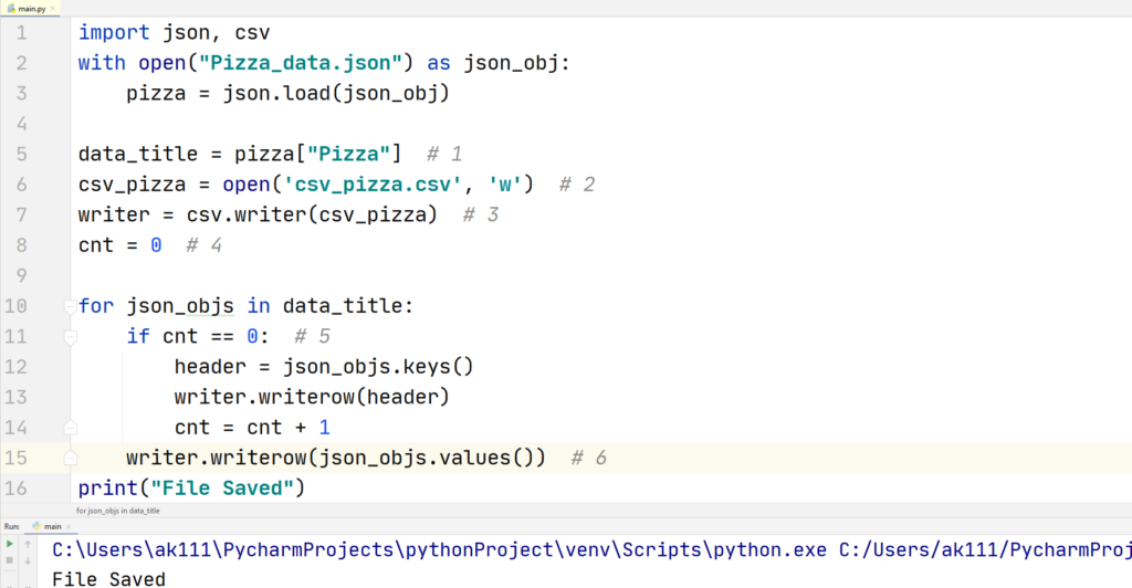 Python Json - Json to Csv -conversion