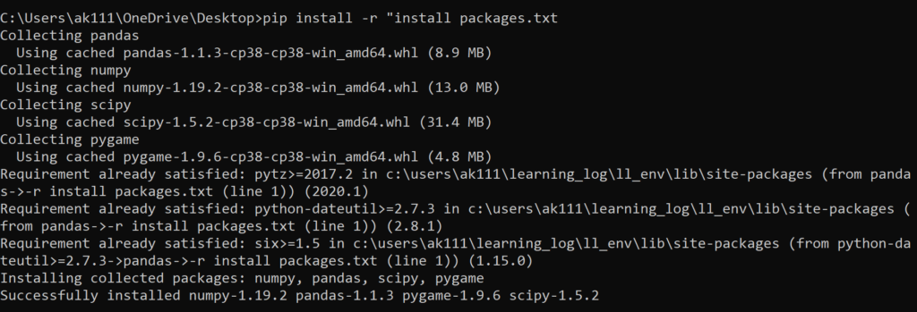 Python PIP - Installing a list of packages