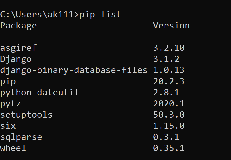 Python PIP - pip list
