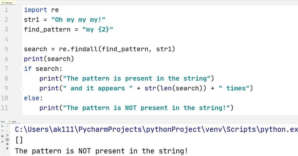 Python RegEx-Metacharacters example2