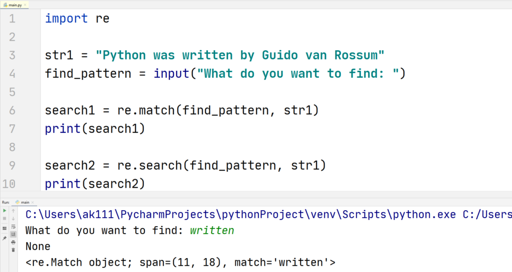 Python RegEx-search vs match