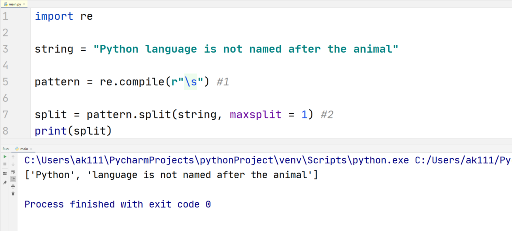 Python Regex - Functions in the re Module-split function