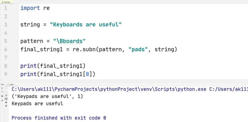 Python Regex - Functions in the re Module (example 6) subn()