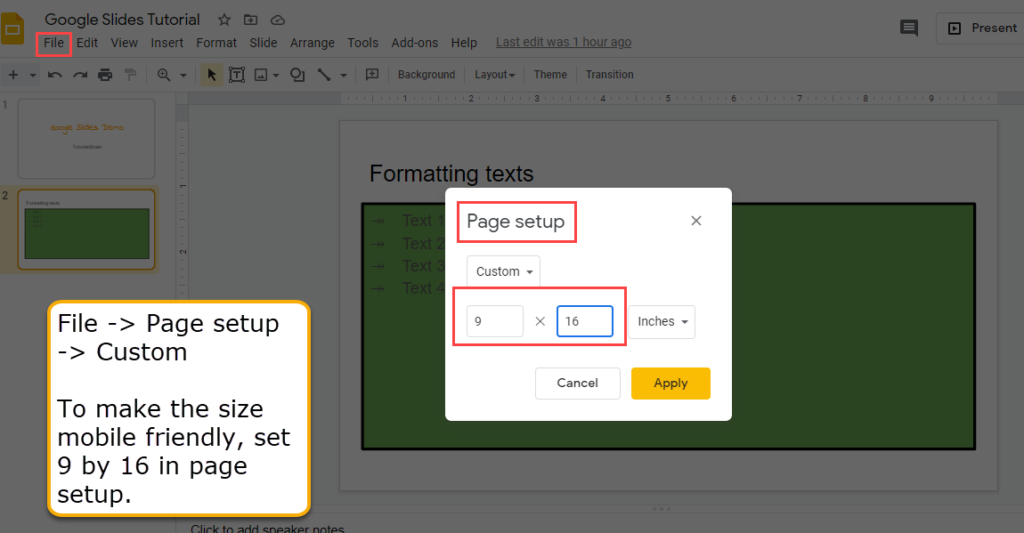 Google slides mobile friendly tutorialbrain