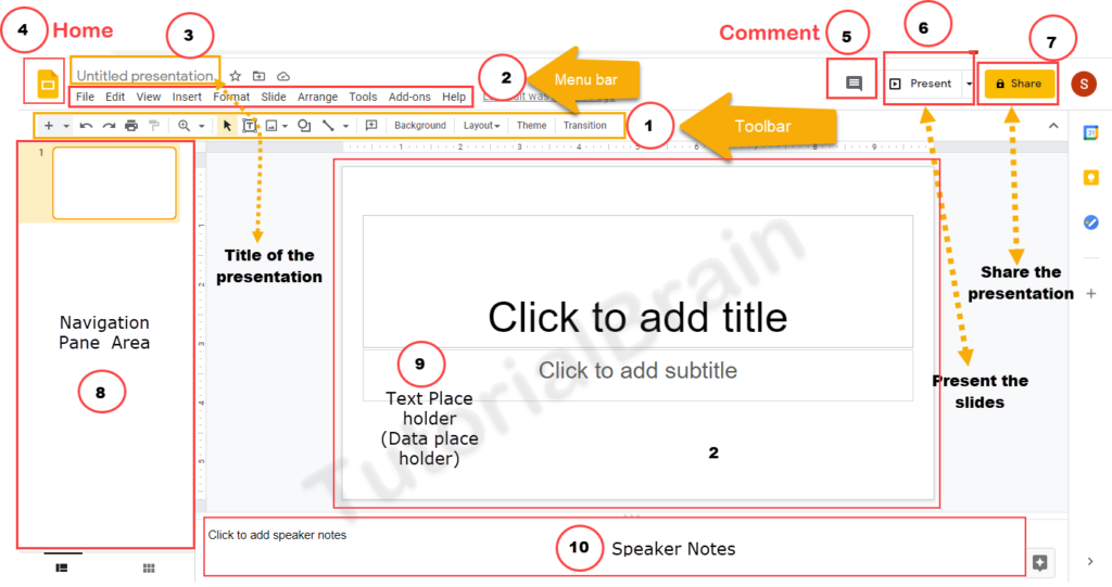 Google Slides Interface-Tutorialbrain