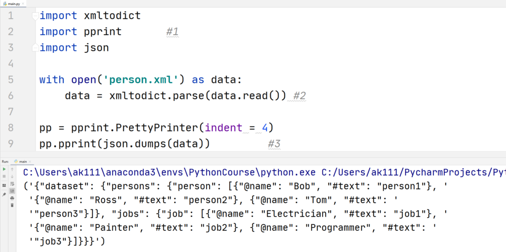 Python XML - Conversion of XML to other data types - XML to JSON