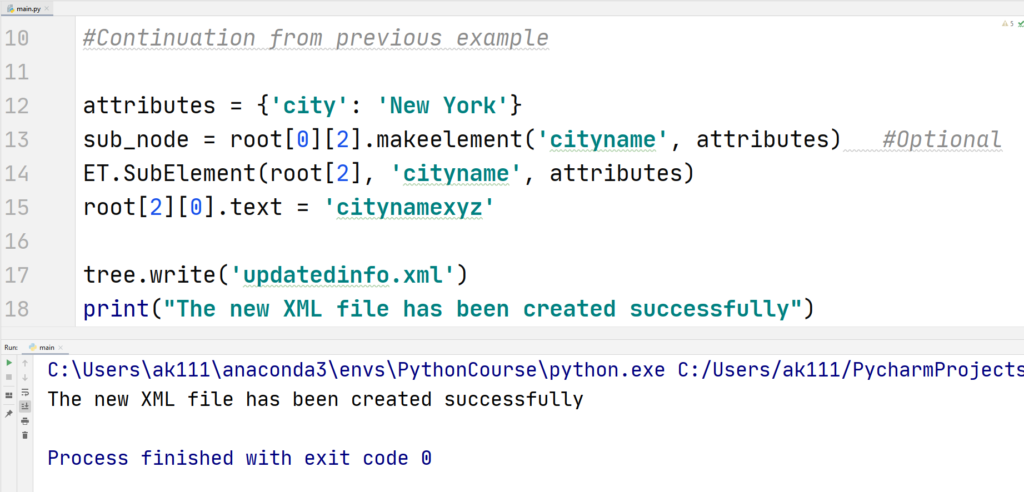 Python XML - ElementTree for XML files - Creating Sub-Elements - 2