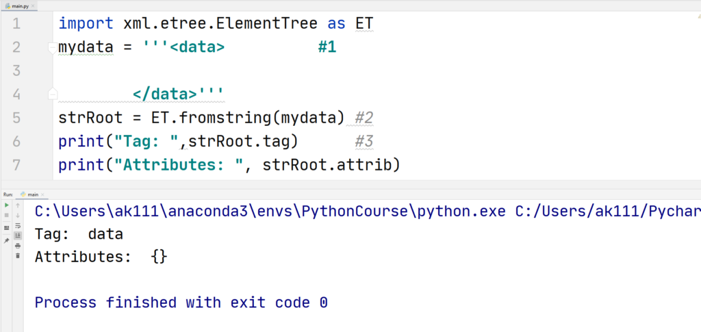 Python XML - ElementTree for XML files - fromstring()