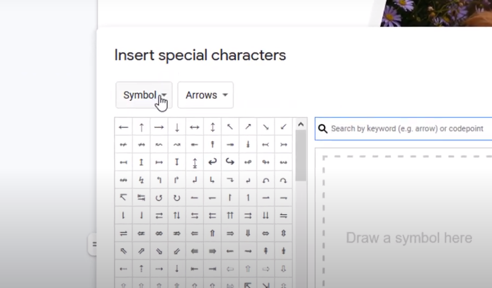 Google Slides insert special characters bulleted points