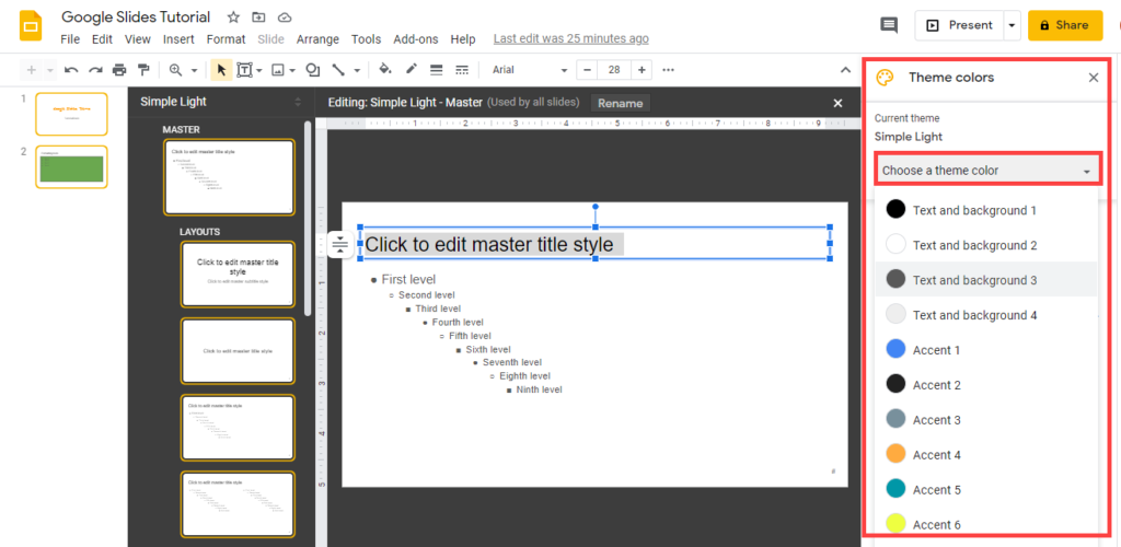 Google slides choose theme color