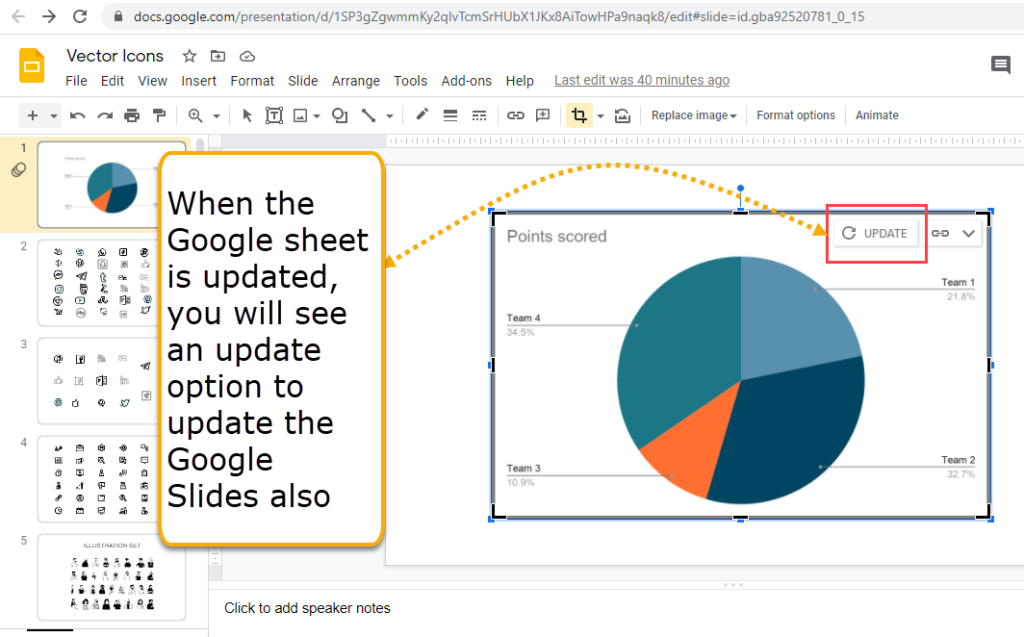 Google slides click update on chart