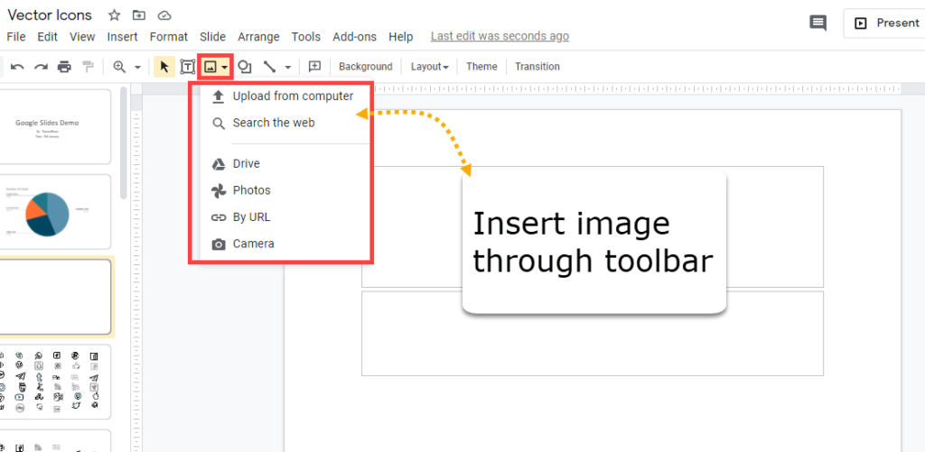 Google slides insert image toll-bar