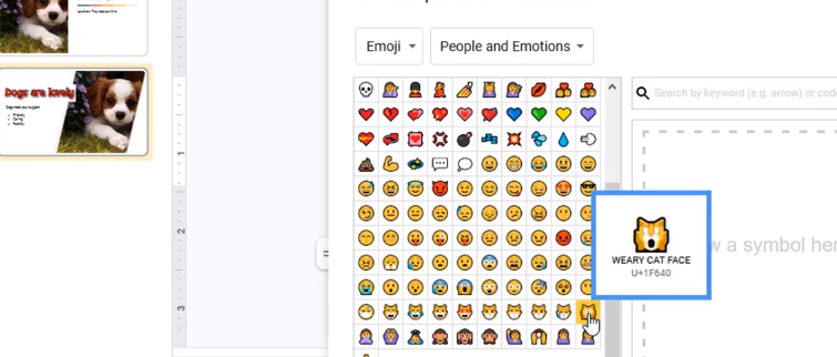 Google slides more bullets EMOJI