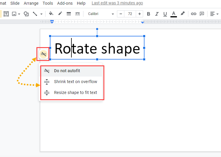 Google slides not autofit shrink text resize shape