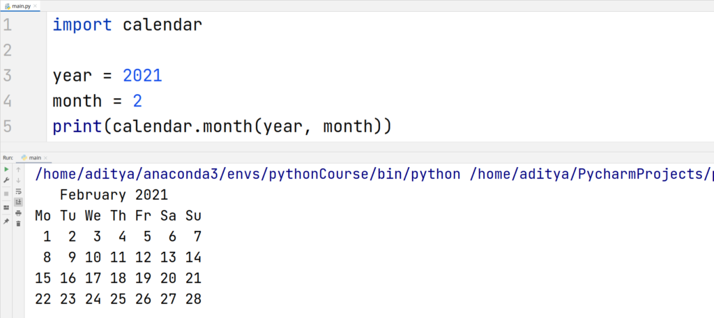 Python Calendar - Whole month on calendar first