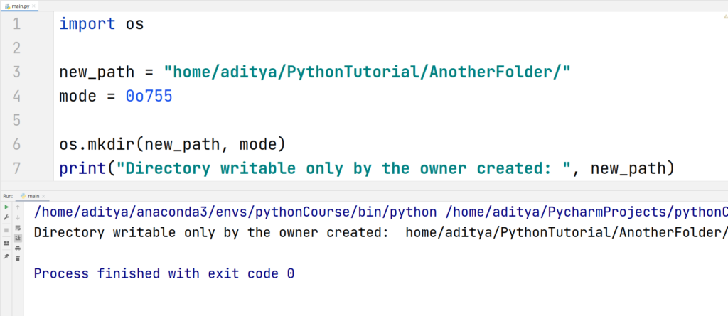 Python Create Directory - mkdir() - Changing mode Parameter