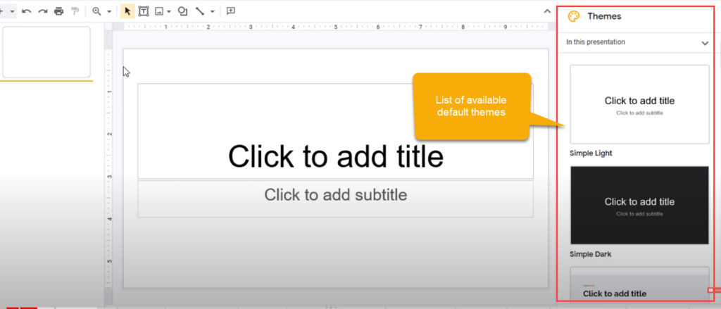 google slides default themes