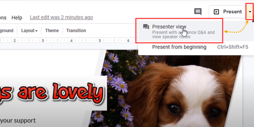 google slides presenter view