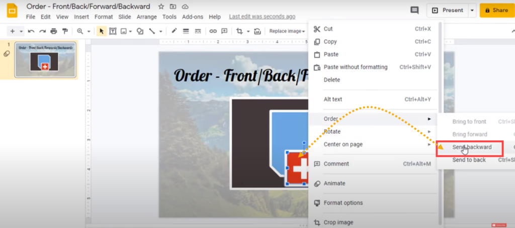 google slides send backward