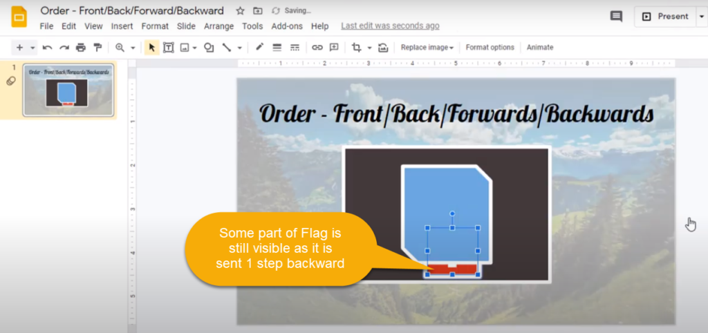 google slides send backward one step