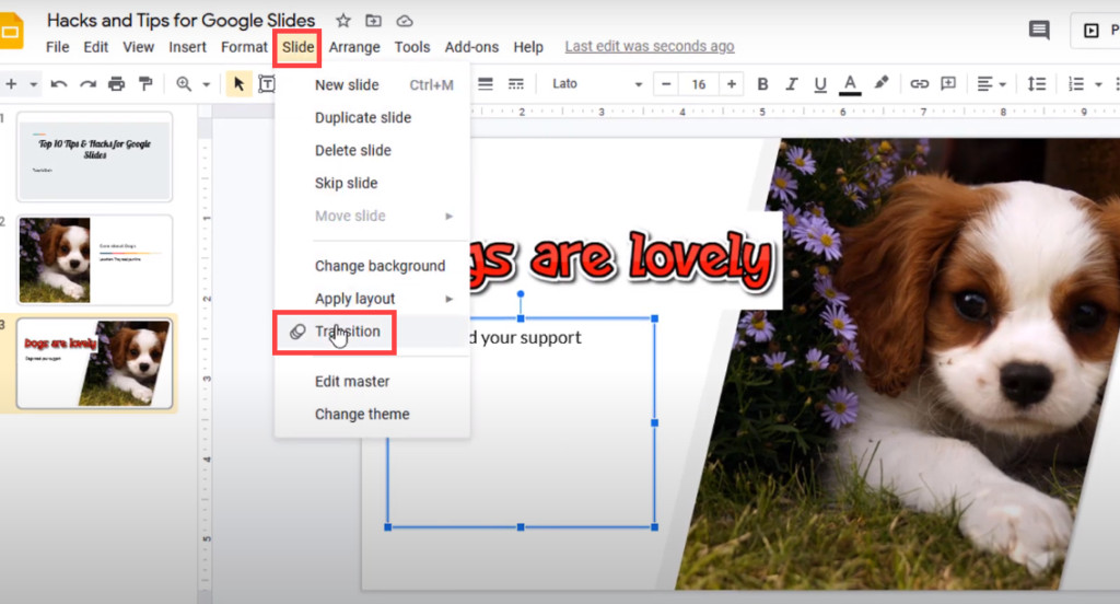 google slides transitions