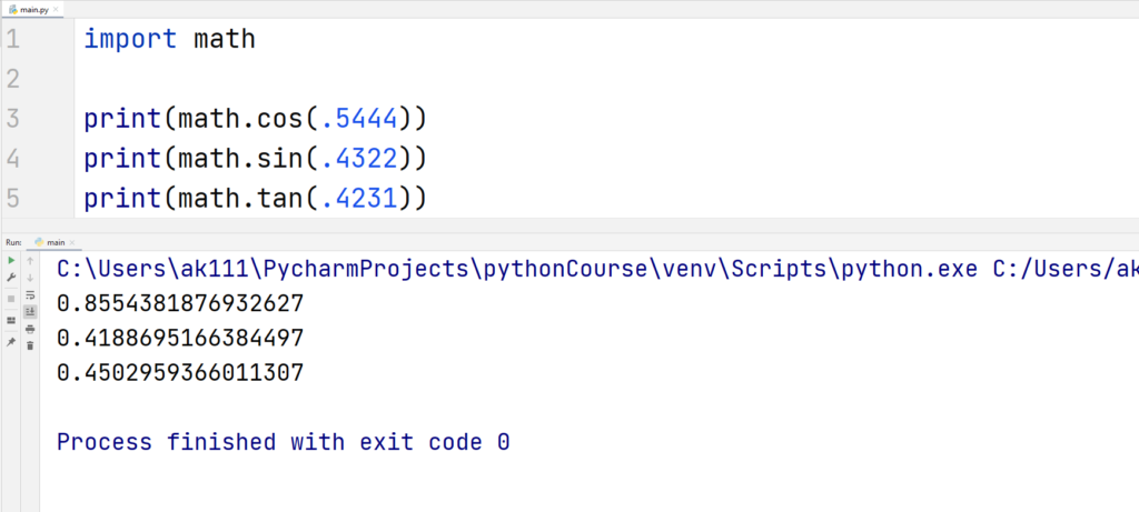 Python Math Functions- Trignometric Functions1