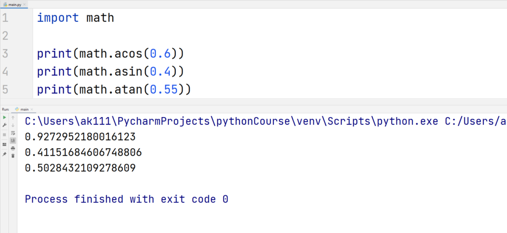 Python Math Functions- Trignometric Functions2