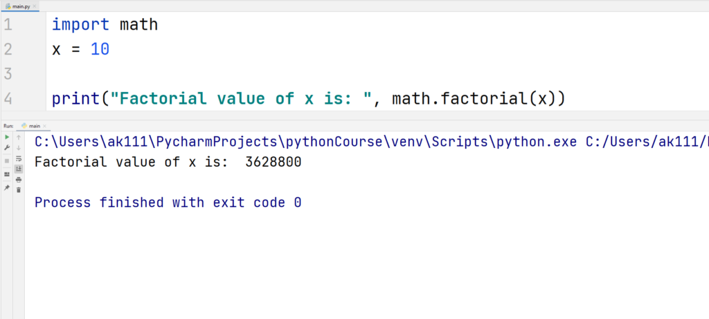 Python Math Functions-factorial()1