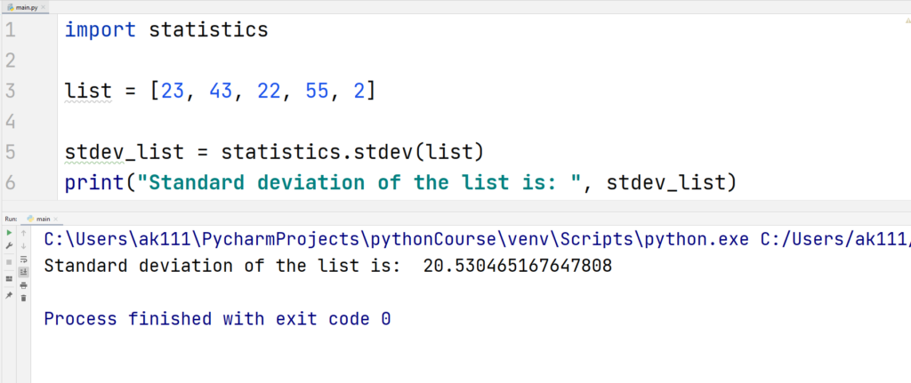 Python Statistics Module2-variance() and stdev()