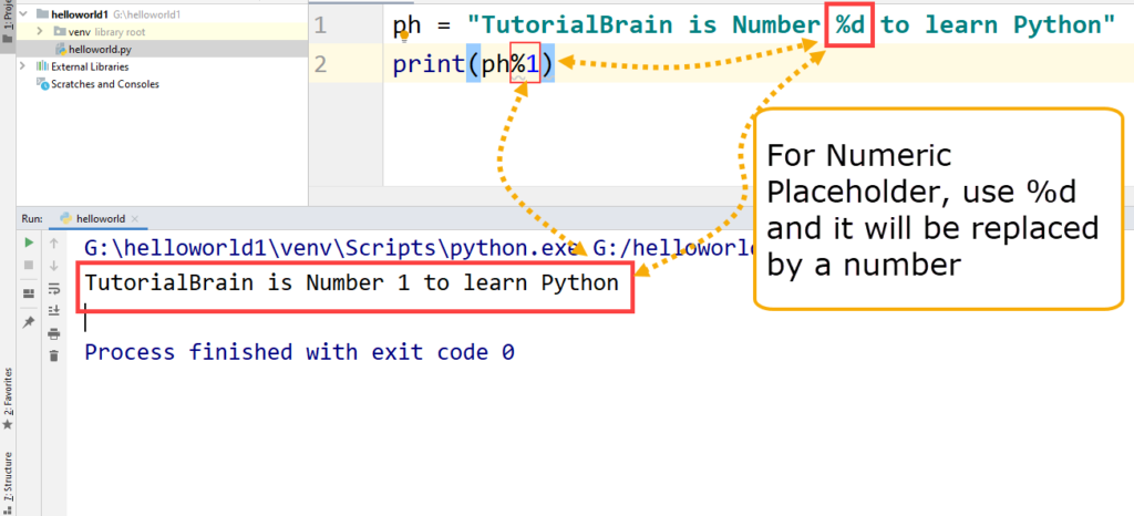 Python numeric placeholder