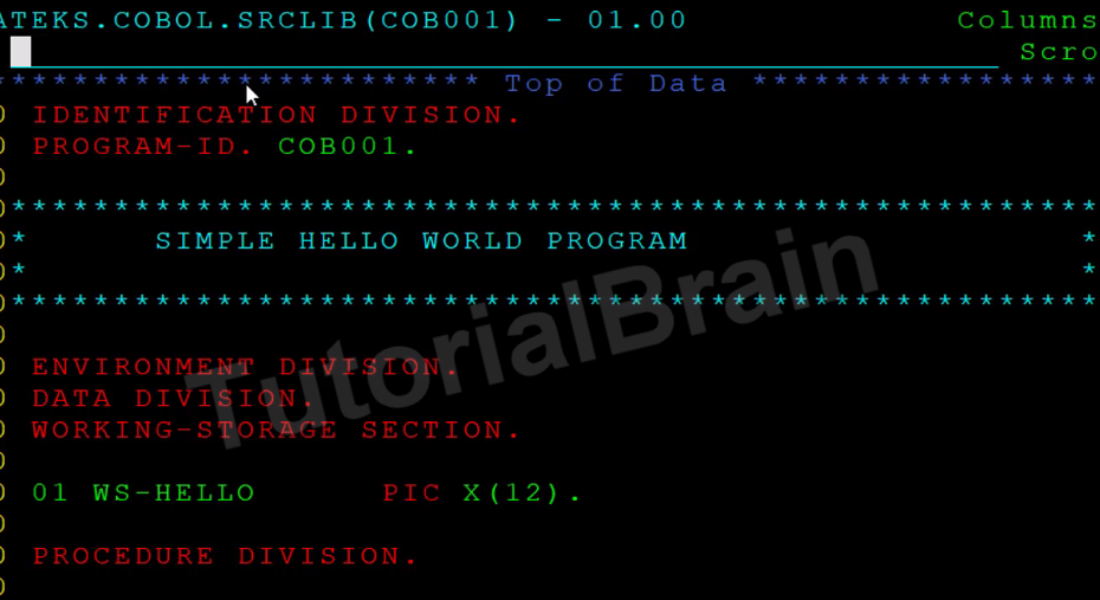 HELLO WORD Program in COBOL